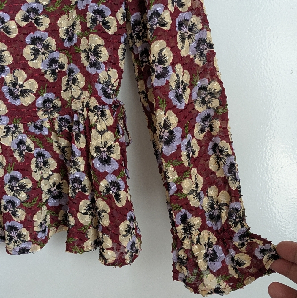 Madewell Ruffle Hem Top Blouse Viola Floral XS - Picture 6 of 16